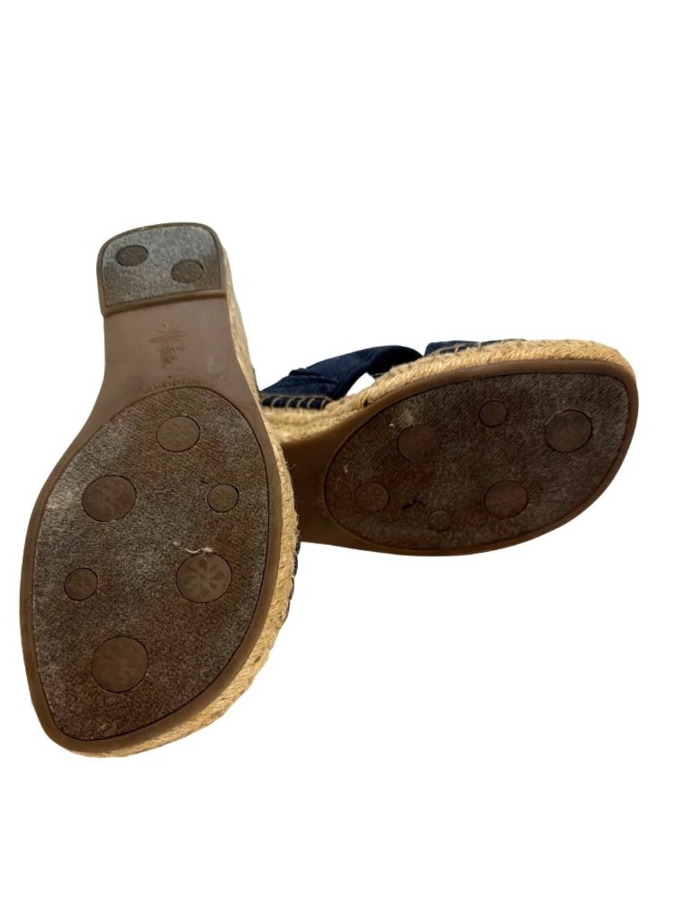 Denim Wedge Espadrille Sandals With Floral Accent Size 5.5M - Picture 6 of 6